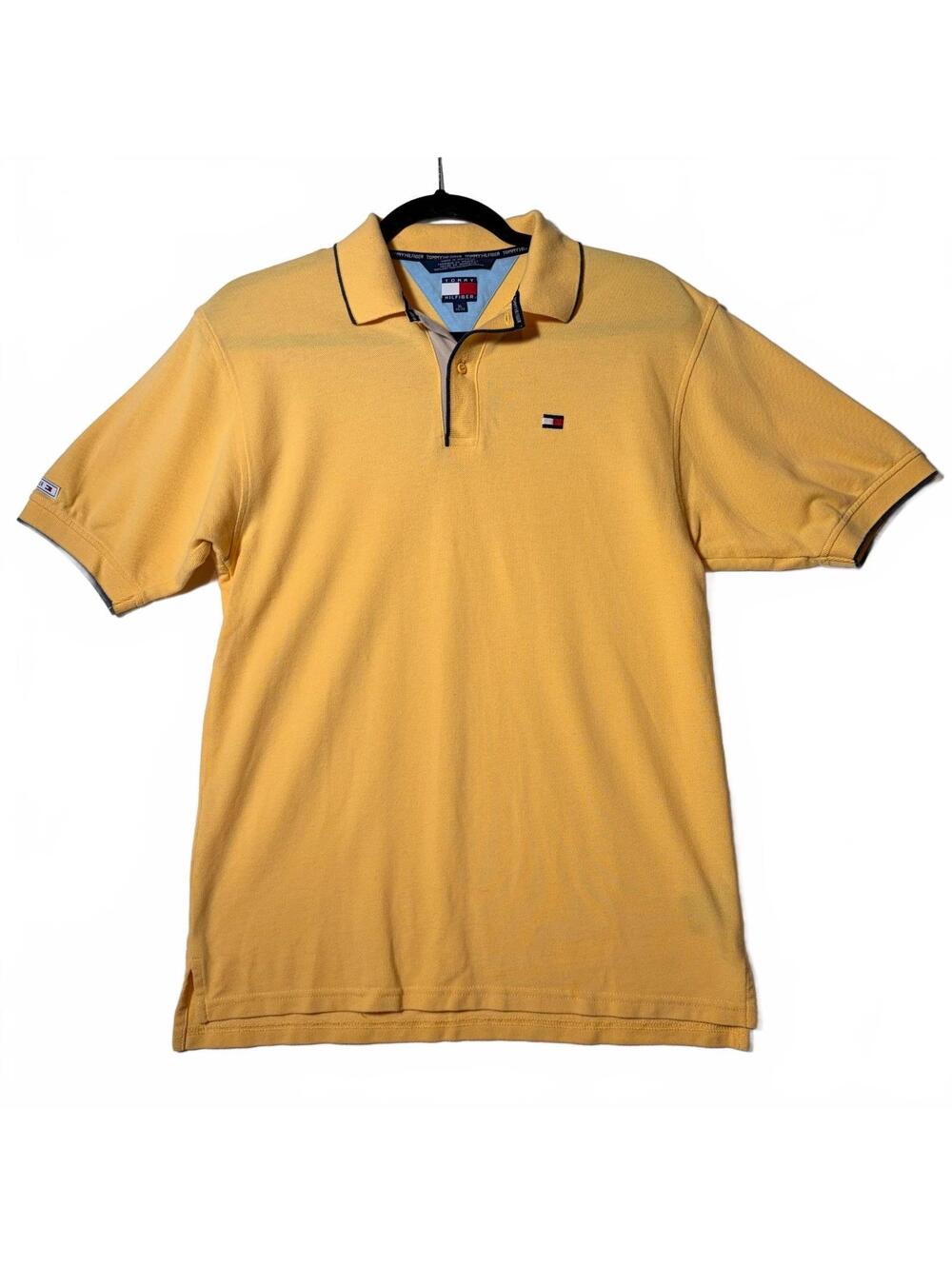 Vintage Tommy Hilfiger Polo Shirt Mens XL 1999 Yellow 100% Cotton